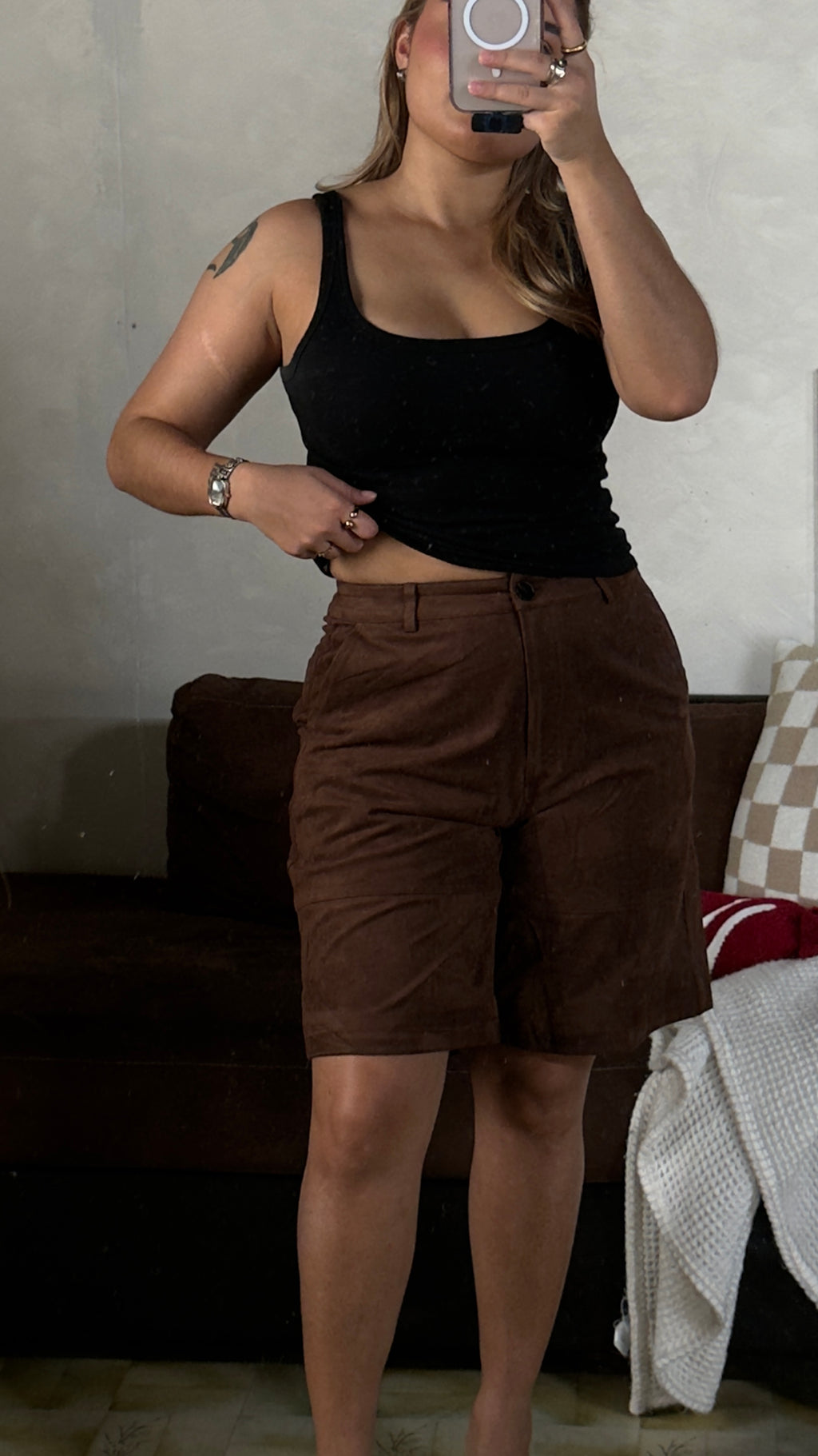 suede bermudas
