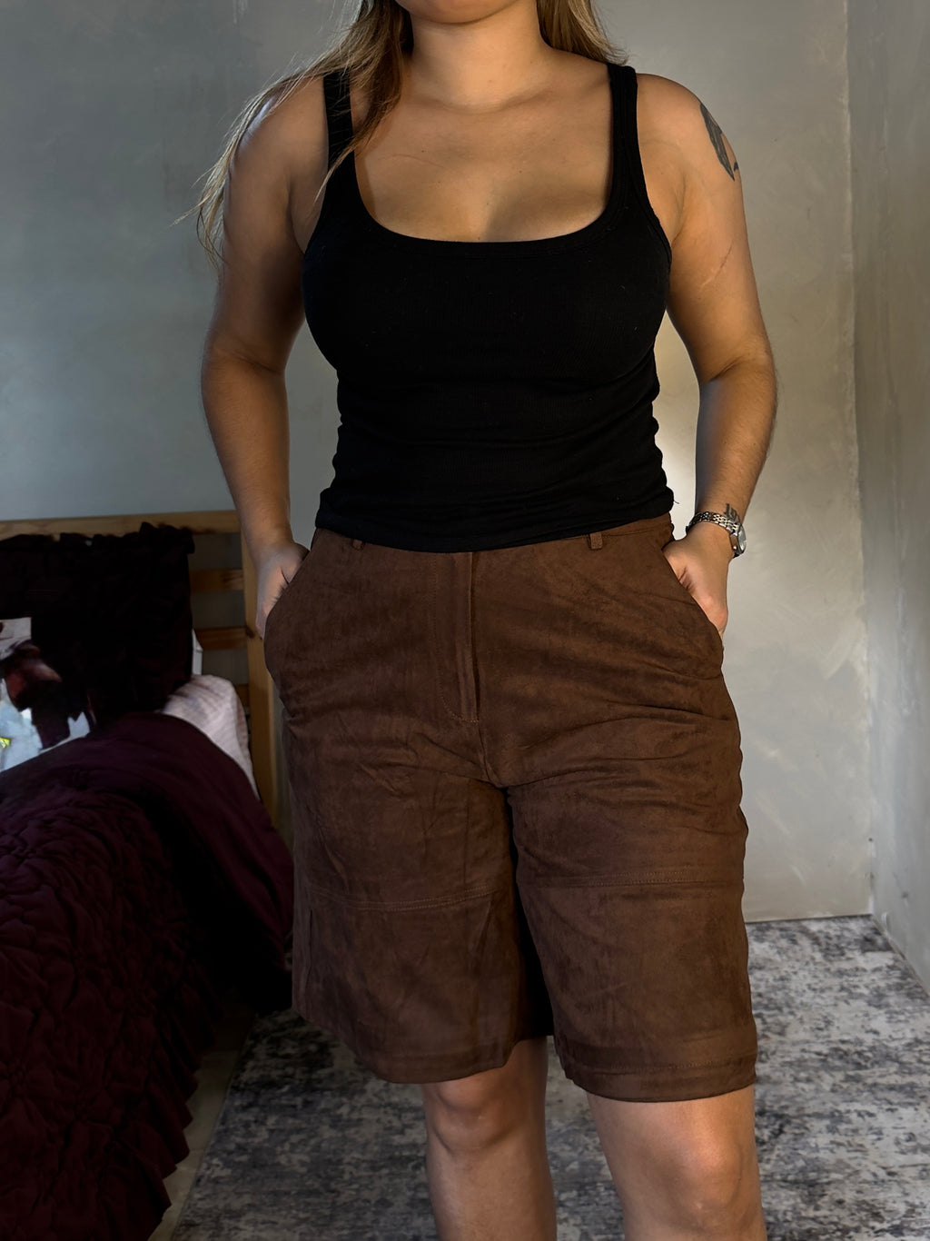 suede bermudas