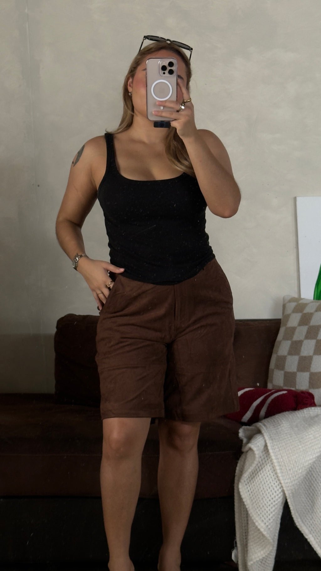 suede bermudas
