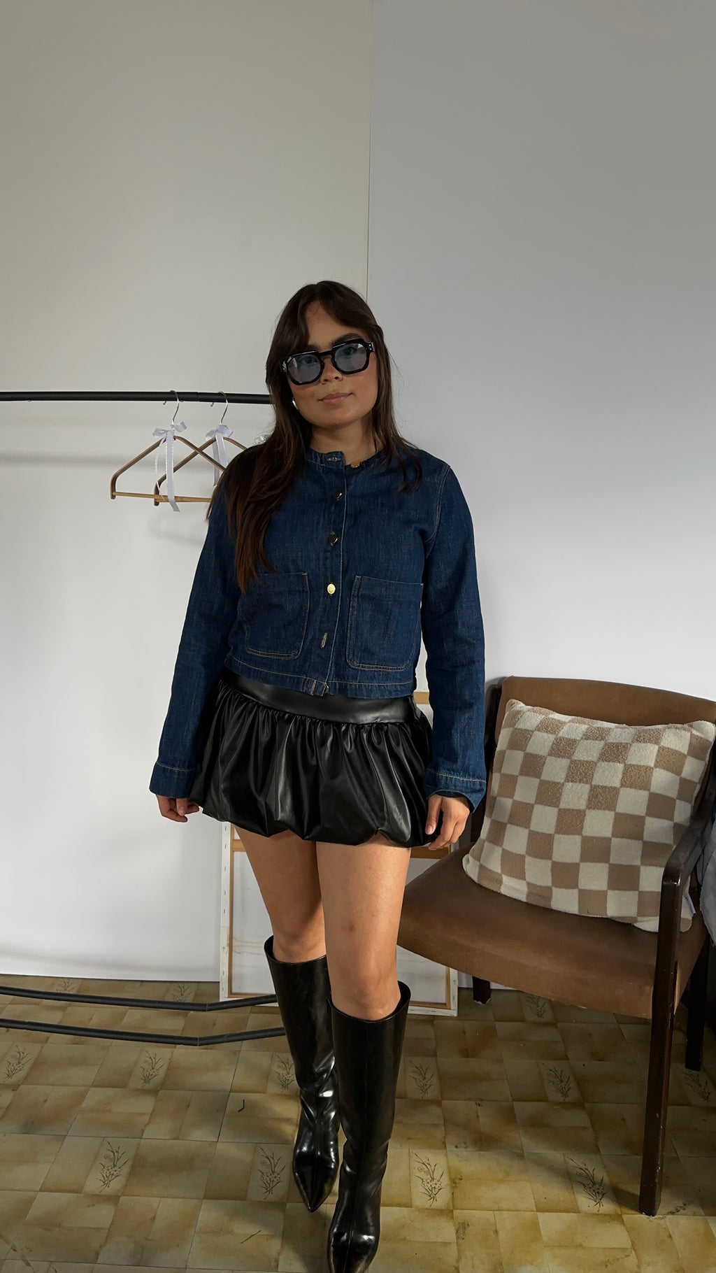 balloon leather skirt