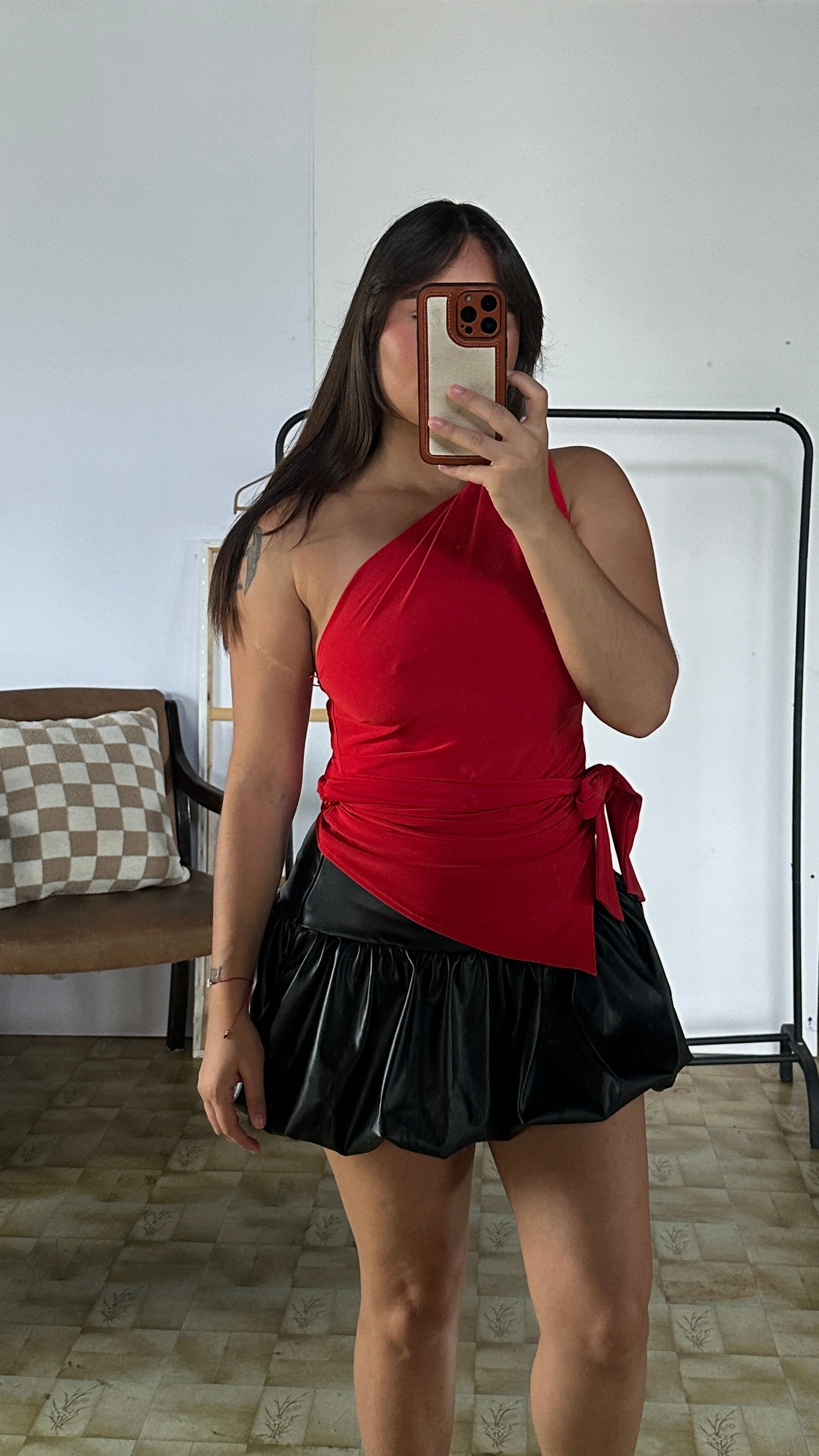 balloon leather skirt